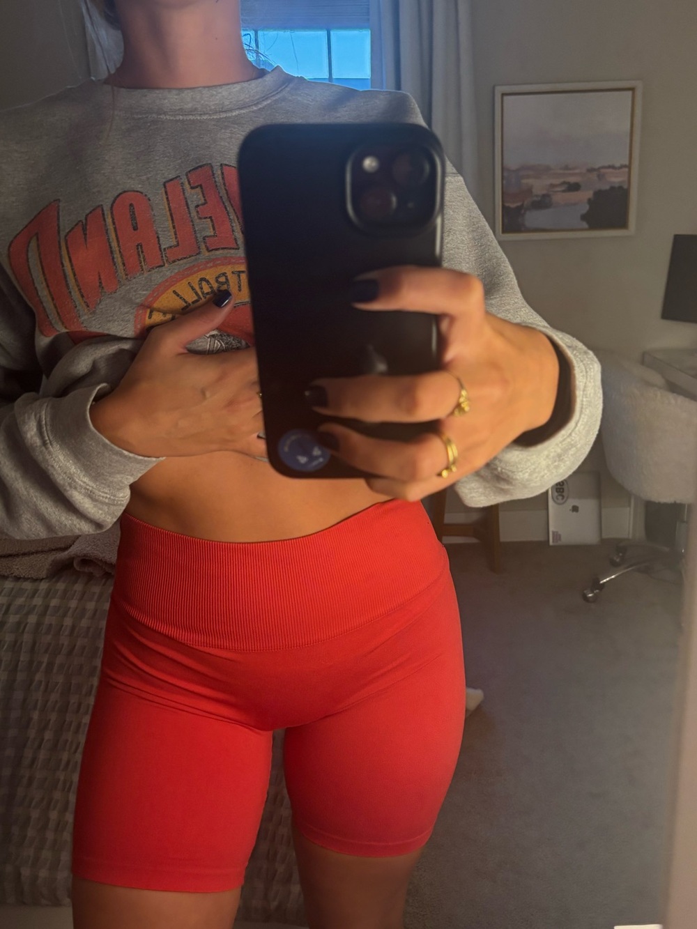 Aritzia TNA Red High-Rise Bike Shorts